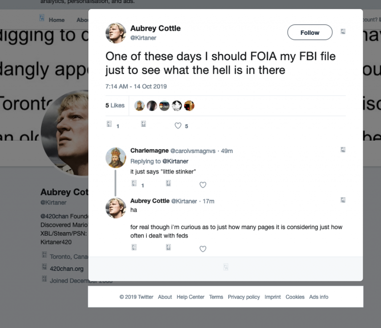 Aubrey Cottle aka Kirtaner Bowmanville Ontario Canada Stop Activist